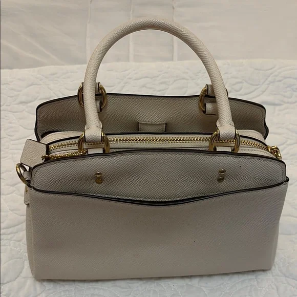Coach Ivory Leather Satchel with Gold Accents - Picture 3 of 9